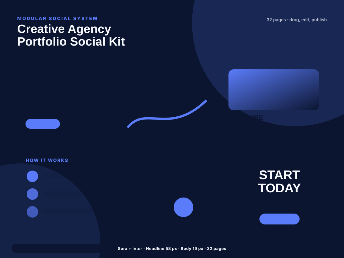 Creative Agency Portfolio Social Kit multi-page premium template preview