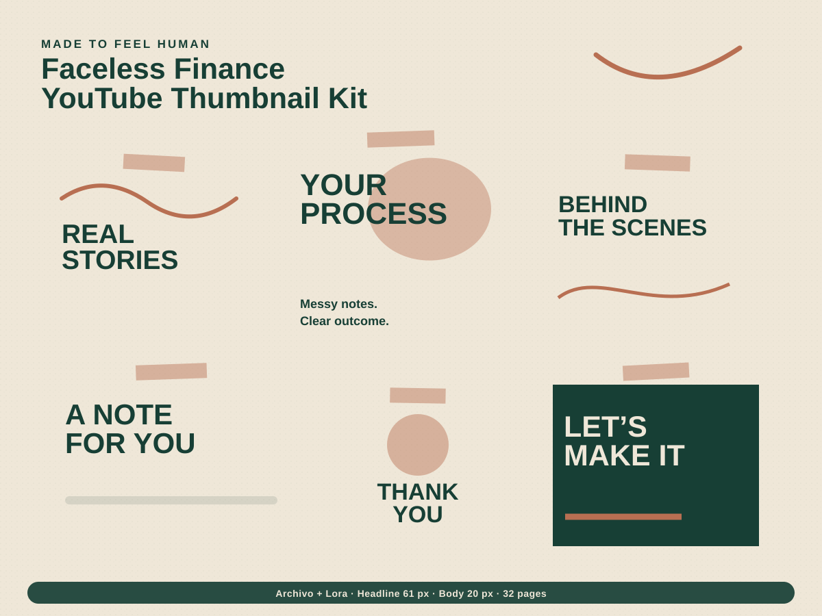 Faceless Finance YouTube Thumbnail Kit multi-page premium template preview