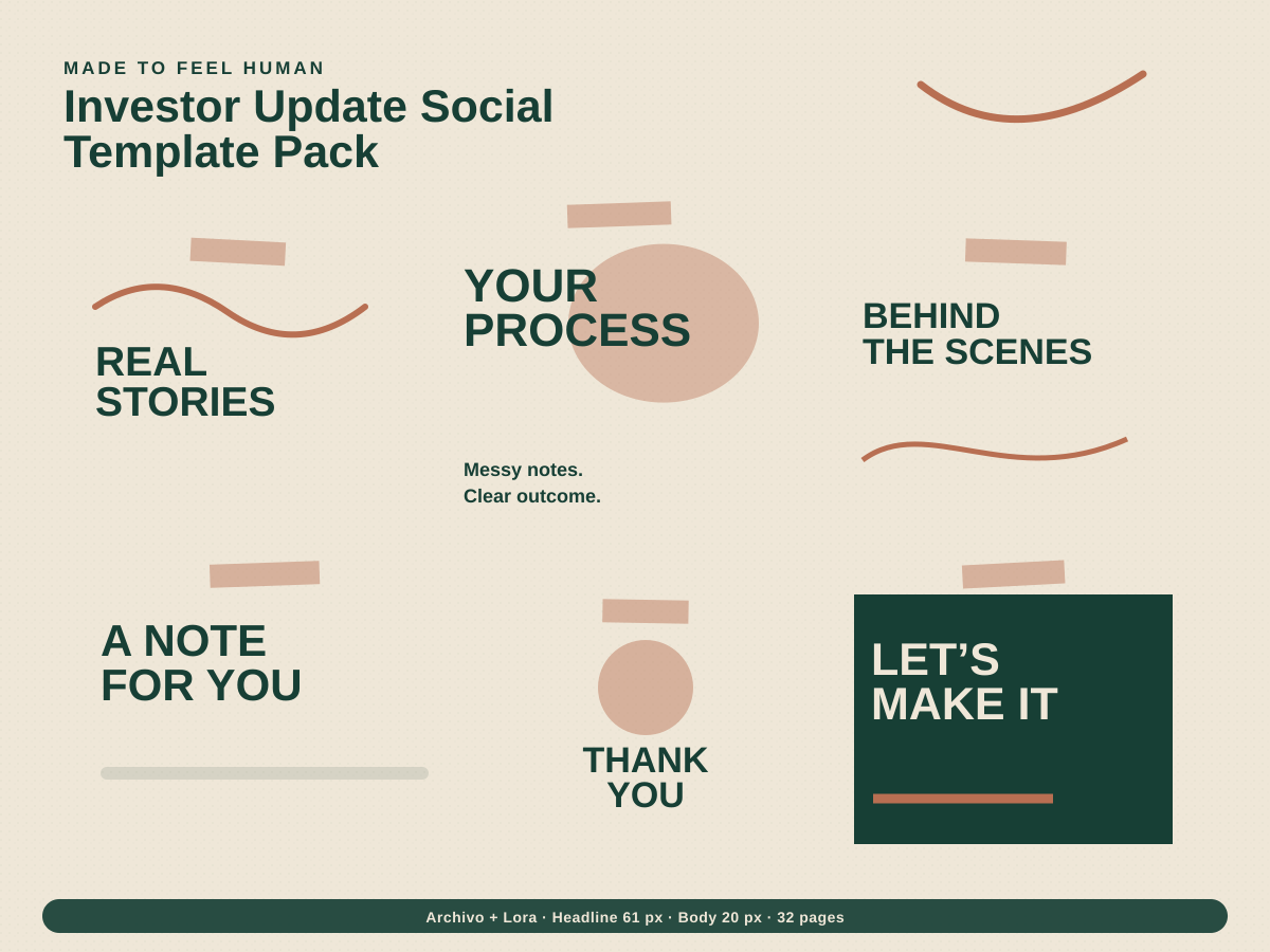 Investor Update Social Template Pack multi-page premium template preview