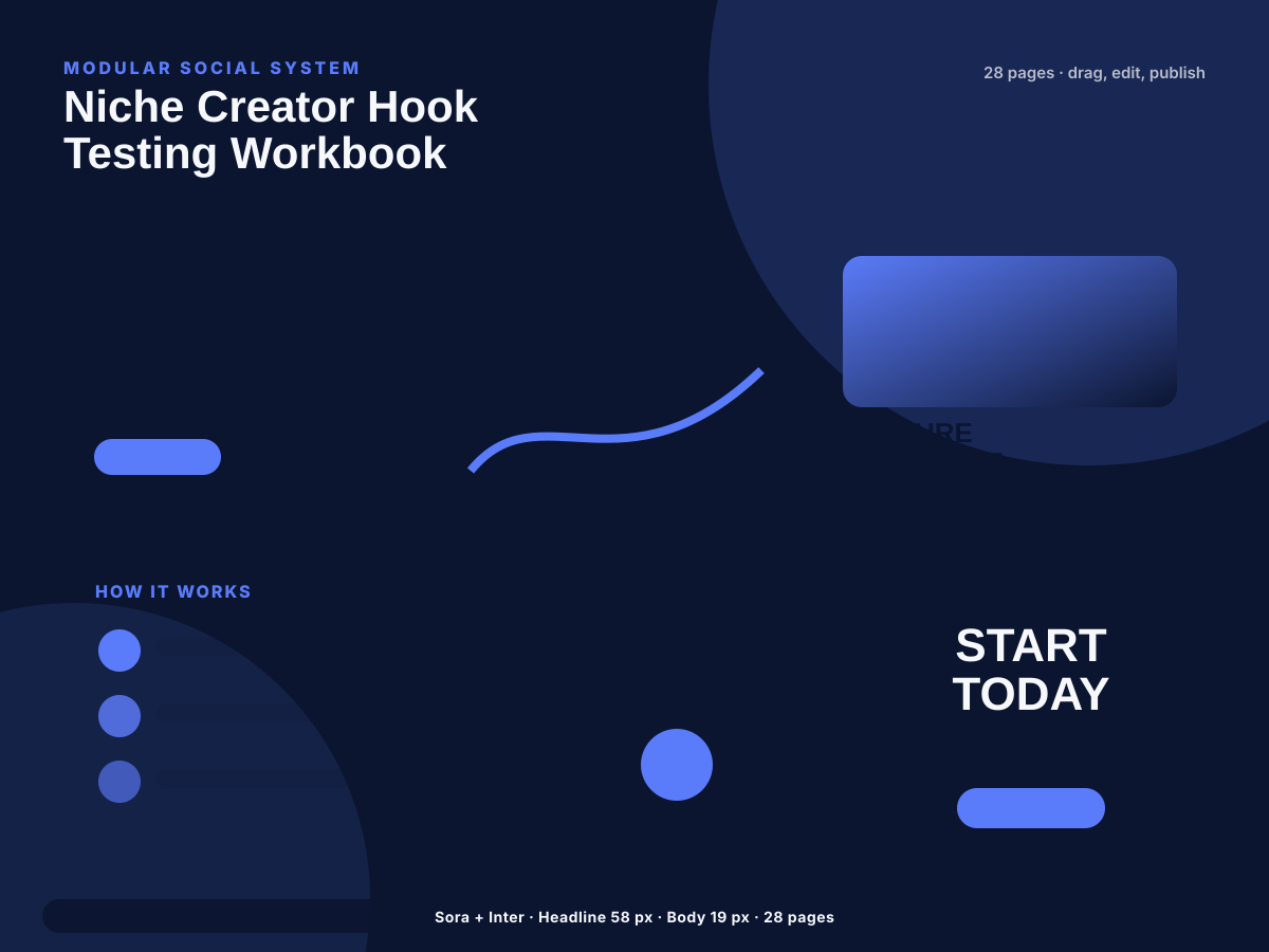 Niche Creator Hook Testing Workbook multi-page premium template preview