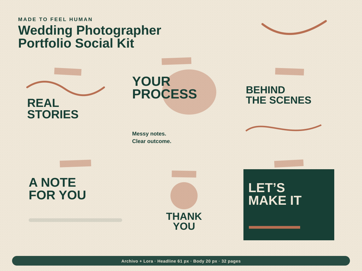 Wedding Photographer Portfolio Social Kit multi-page premium template preview