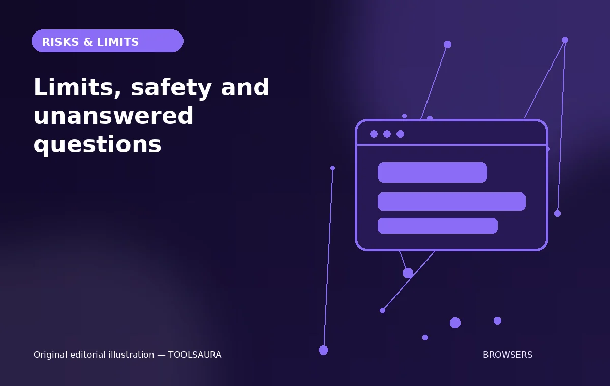 Editorial illustration about Gemini in Chrome UK: risks and limitations