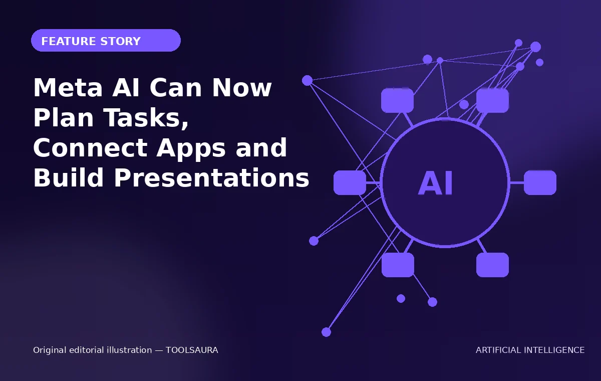 Original editorial illustration for Meta AI Can Now Plan Tasks, Connect Apps and Build Presentations