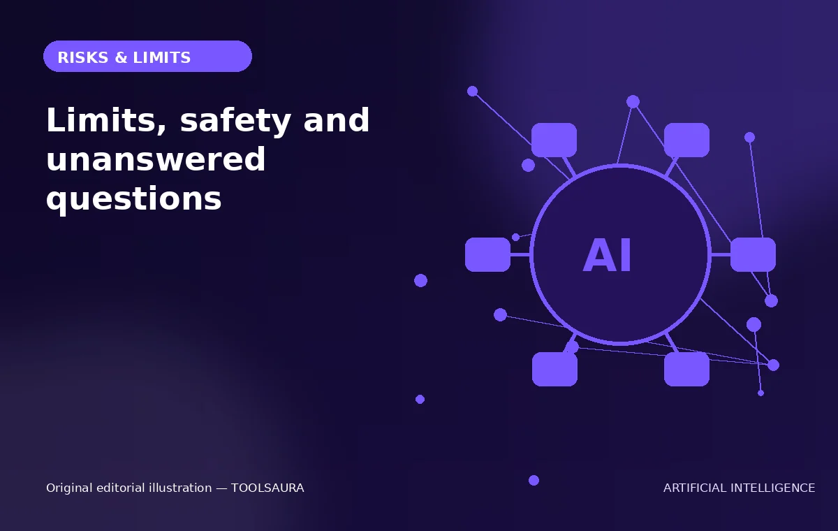 Editorial illustration about Meta AI task automation: risks and limitations