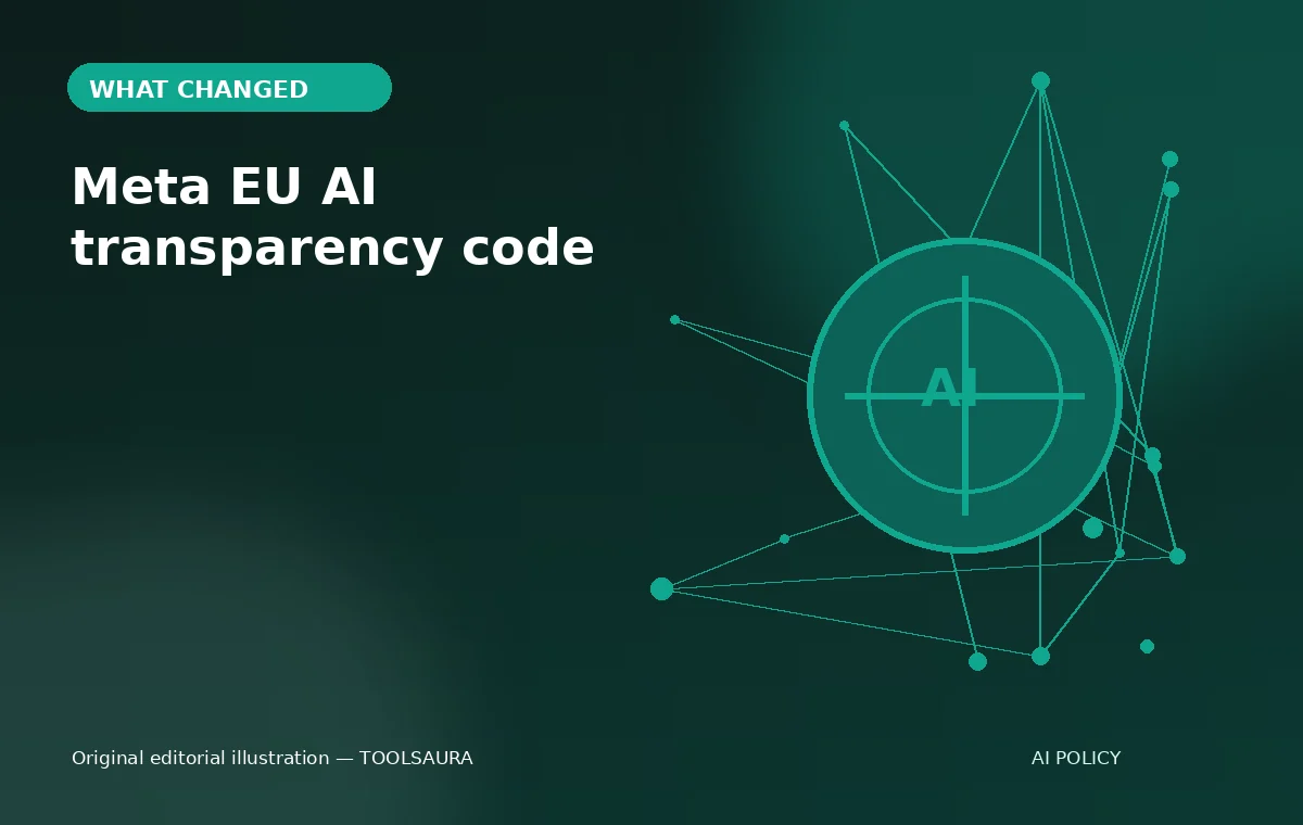 Editorial illustration about Meta EU AI transparency code: what changed