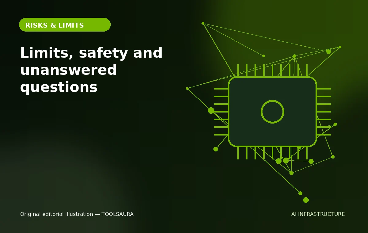 Editorial illustration about NVIDIA Safe Superintelligence partnership: risks and limitations