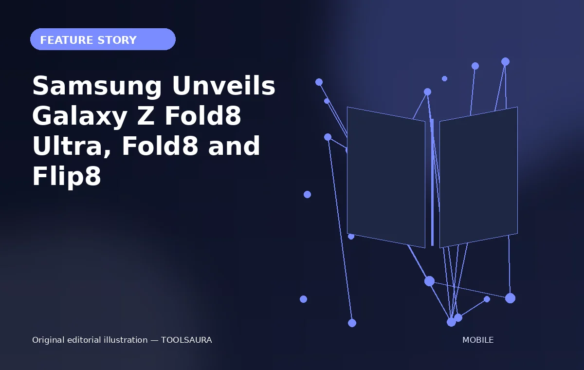 Original editorial illustration for Samsung Unveils Galaxy Z Fold8 Ultra, Fold8 and Flip8